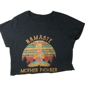 Namaste Mother F*cker Black Cotton Crop Tee